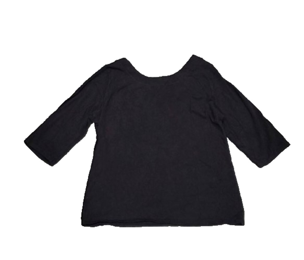 J Peterman Boatneck cotton 3/4 sleeve Ballet Tee top Black XL A006886